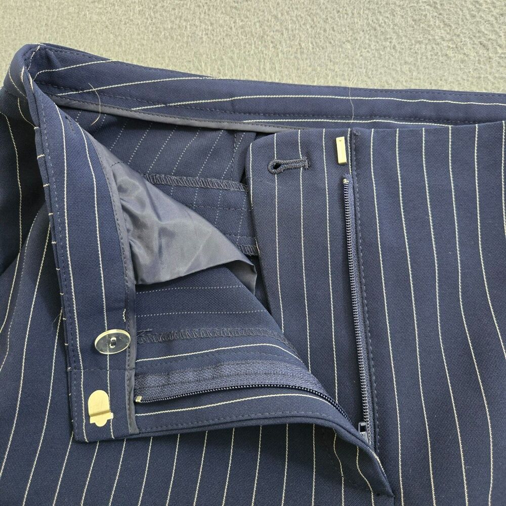 Chico's Women 00 US 2 Navy Blue Mid Rise Pinstriped Ankle Stretch Office Pants - Picture 5 of 12